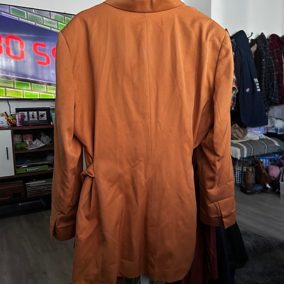 Morgan Miller Women's Camel Double Breasted Belted Blazer Retro Inspired Size 18 - Picture 3 of 7